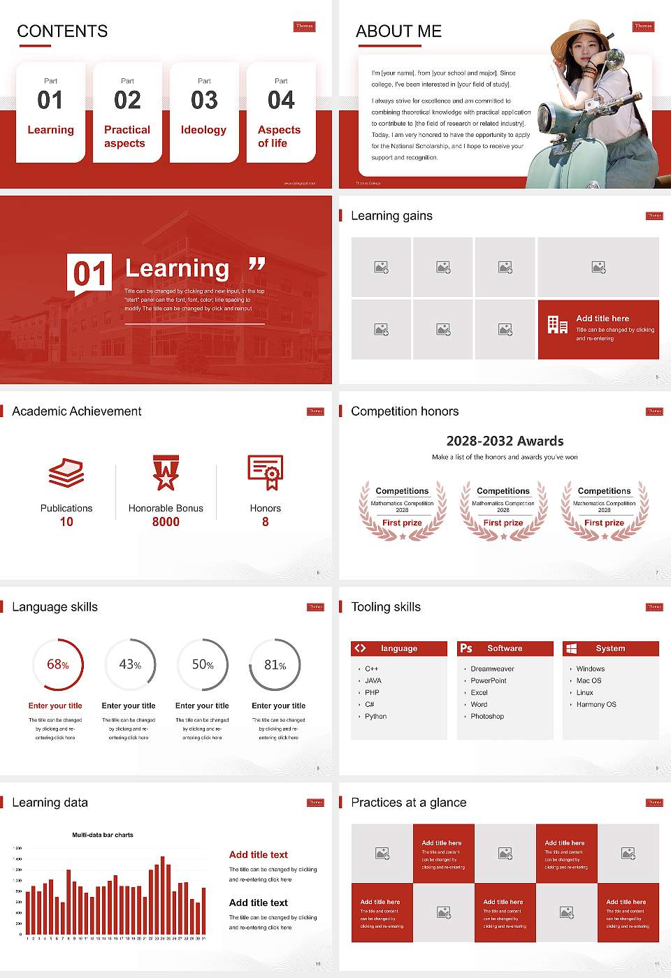 Thomas College National Scholarship Defense PPT Template16:9 ratio PPT effect preview image2