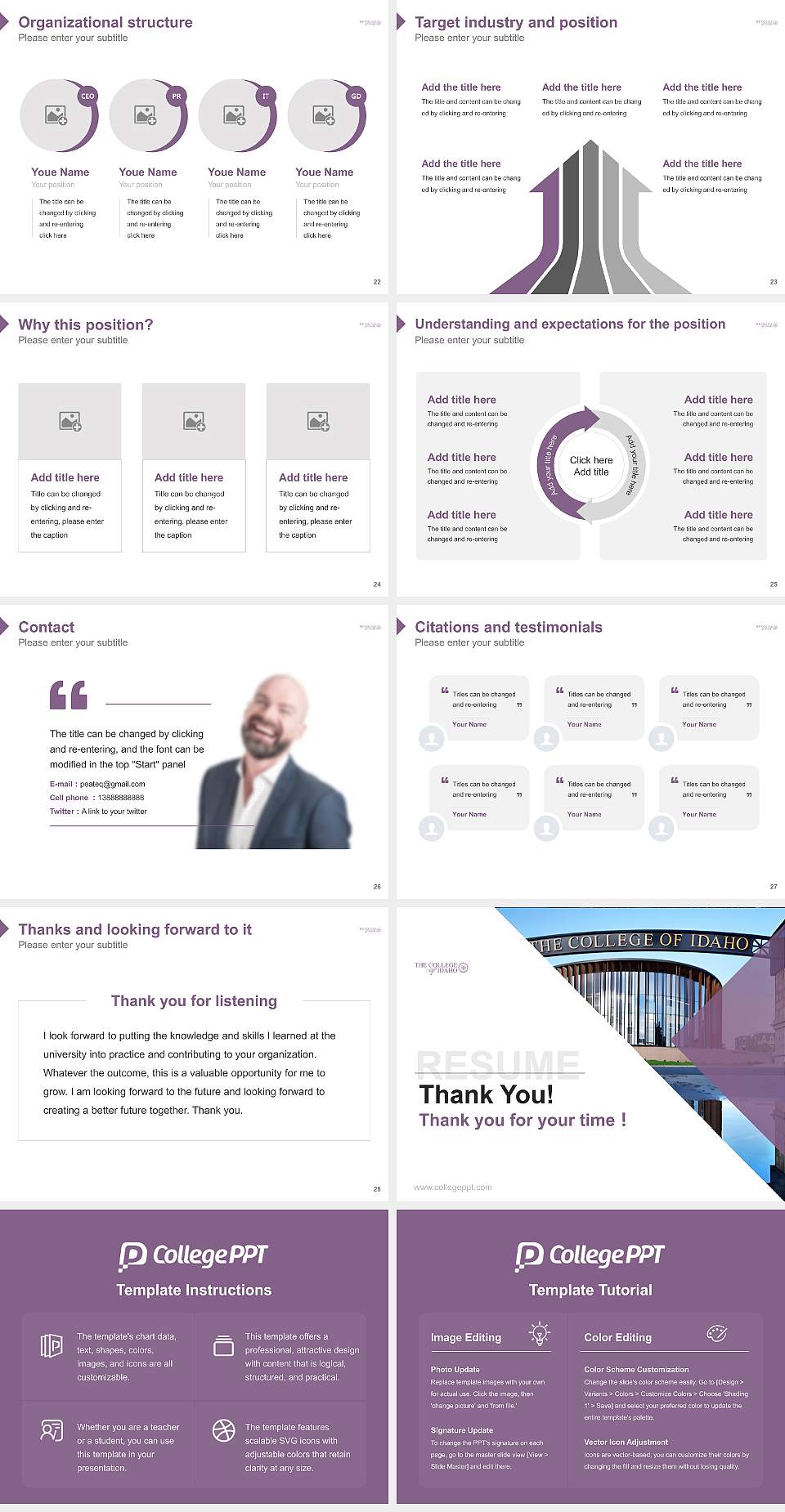 The College of Idaho Resume PPT Template4:3 ratio PPT effect preview image4