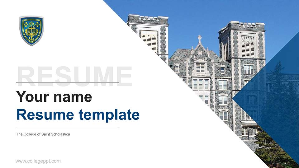 The College of Saint Scholastica Resume PPT Template16:9 ratio PPT effect preview image