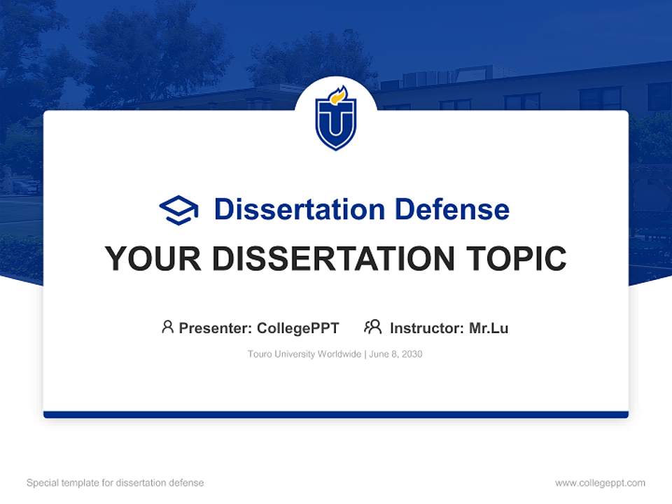 Touro University Worldwide Graduation Thesis Defense PPT Template4:3 ratio PPT effect preview image7