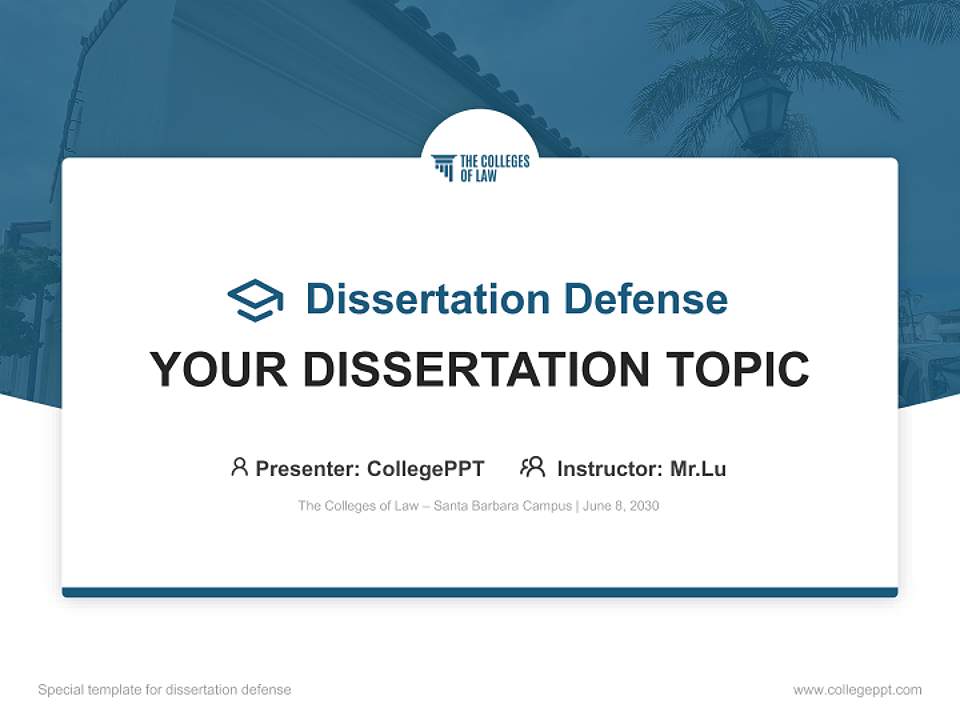 The Colleges of Law – Santa Barbara Campus Graduation Thesis Defense PPT Template4:3 ratio PPT effect preview image7