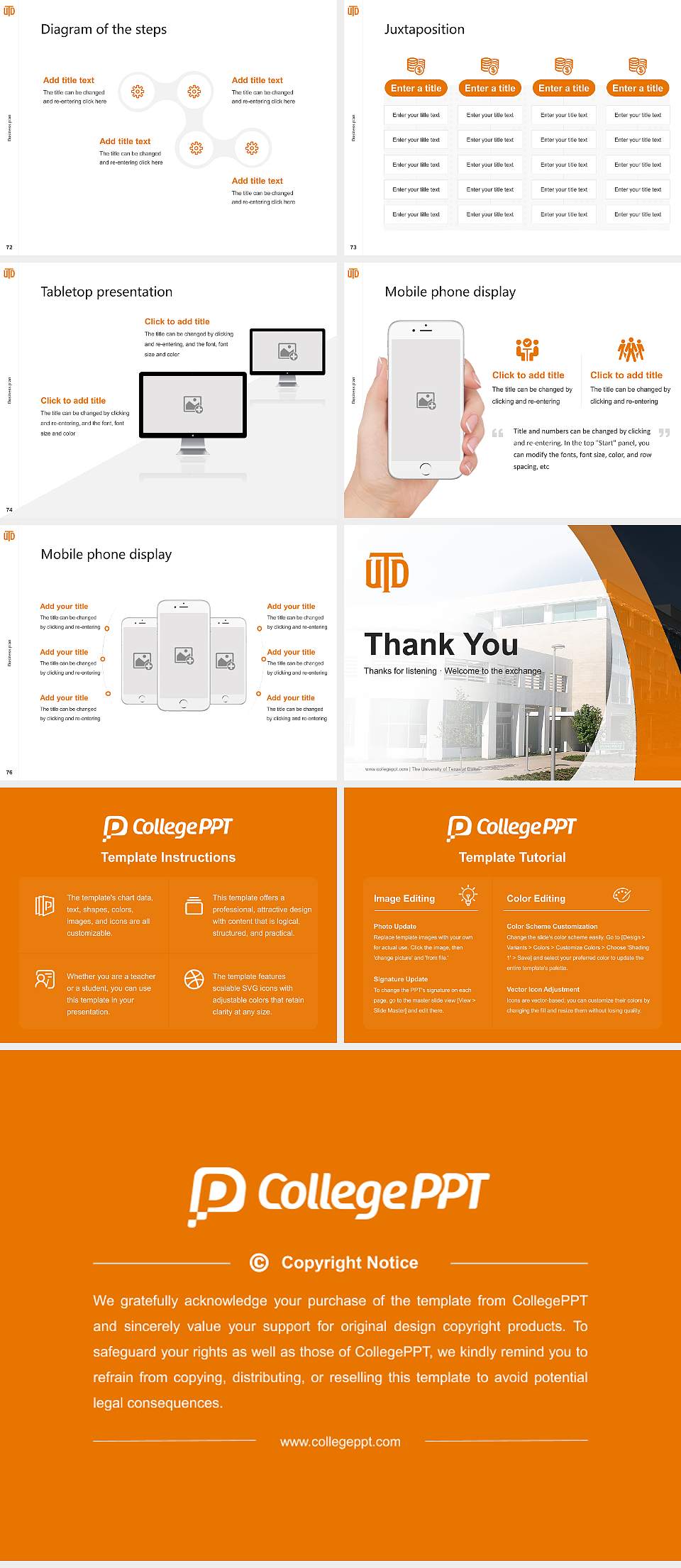 The University of Texas at Dallas Competition/Entrepreneurship Contest PPT Template4:3 ratio PPT effect preview image9