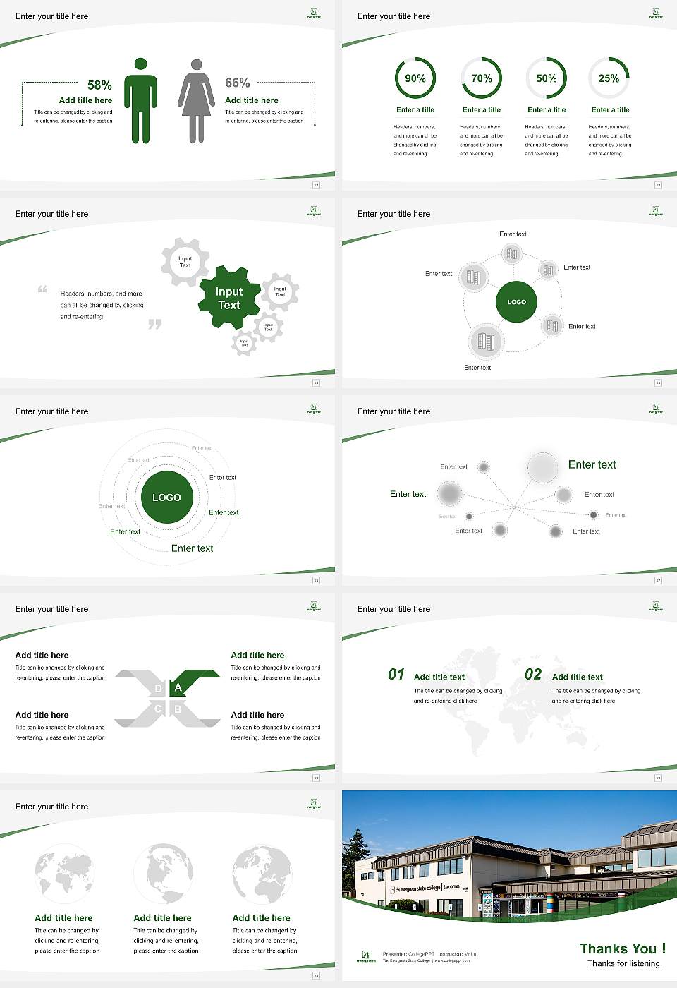 The Evergreen State College Course/Courseware Creation PPT Template16:9 ratio PPT effect preview image4