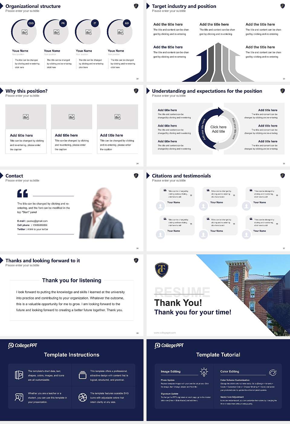 Thiel College Resume PPT Template16:9 ratio PPT effect preview image4