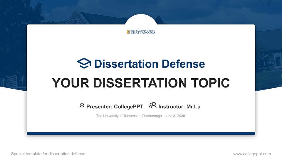 The University of Tennessee-Chattanooga Graduation Thesis Defense PPT Template16:9 ratio PPT effect preview image