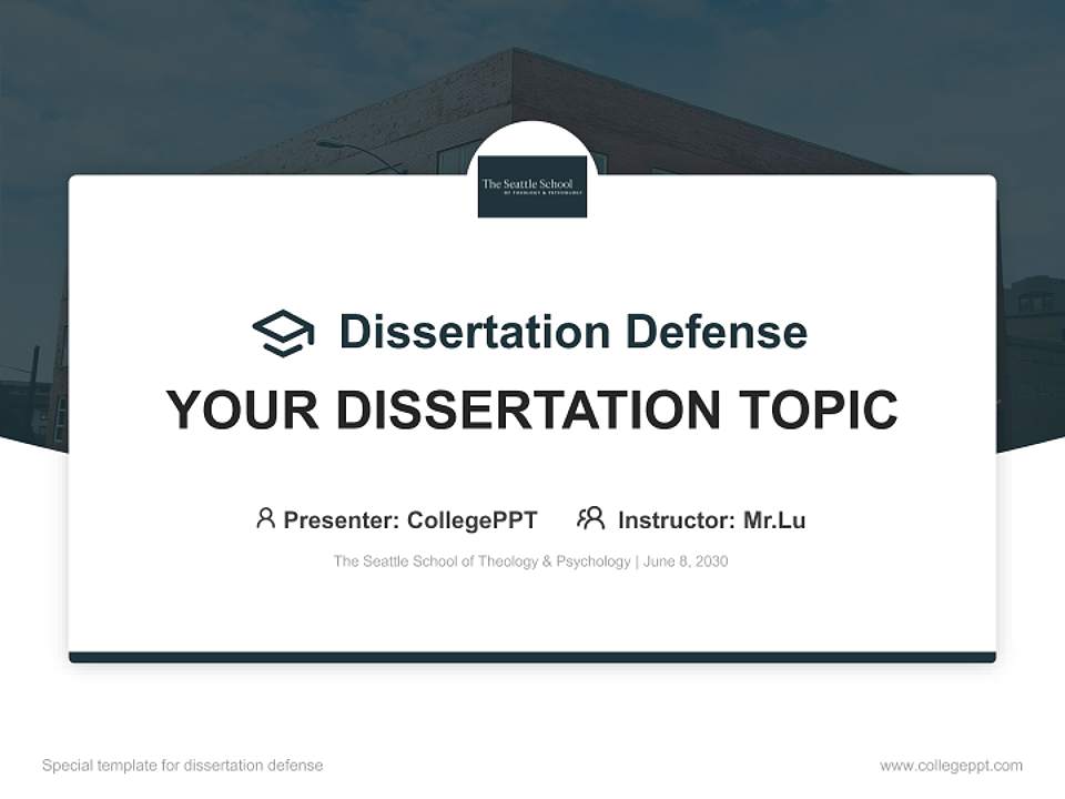 The Seattle School of Theology & Psychology Graduation Thesis Defense PPT Template4:3 ratio PPT effect preview image7