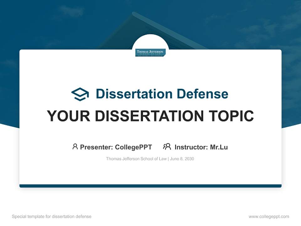 Thomas Jefferson School of Law Graduation Thesis Defense PPT Template4:3 ratio PPT effect preview image7