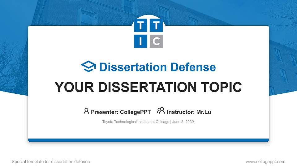Toyota Technological Institute at Chicago Graduation Thesis Defense PPT Template16:9 ratio PPT effect preview image