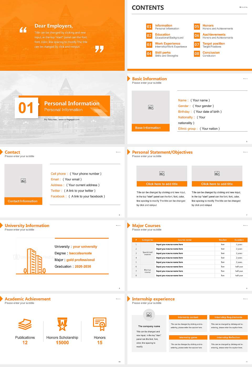 University of Findlay Resume PPT Template16:9 ratio PPT effect preview image2