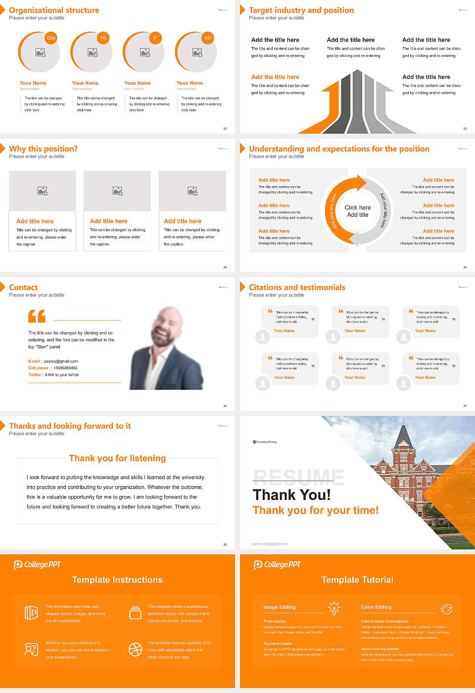 University of Findlay Resume PPT Template16:9 ratio PPT effect preview image4