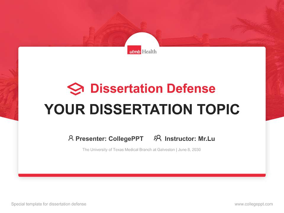 The University of Texas Medical Branch at Galveston Graduation Thesis Defense PPT Template4:3 ratio PPT effect preview image7
