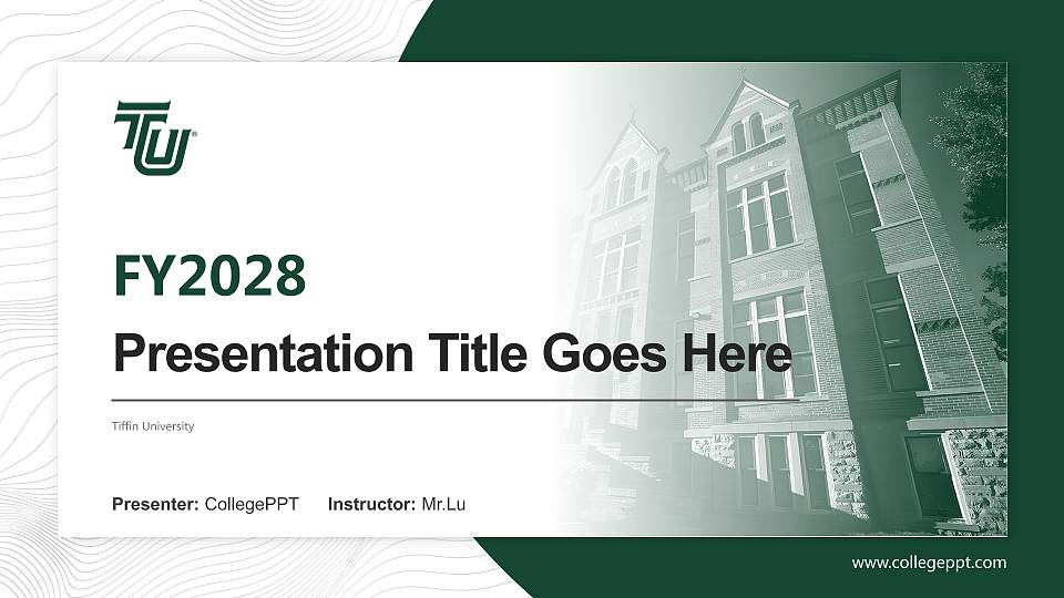 Tiffin University Academic Presentation/Research Findings Report PPT Template16:9 ratio PPT effect preview image