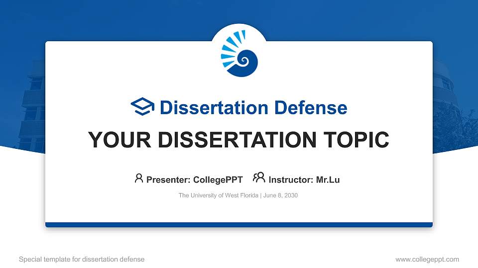 The University of West Florida Graduation Thesis Defense PPT Template16:9 ratio PPT effect preview image