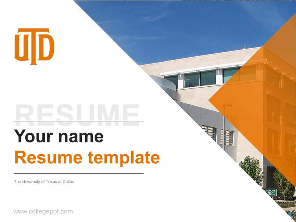 The University of Texas at Dallas Resume PPT Template4:3 ratio PPT effect preview image5