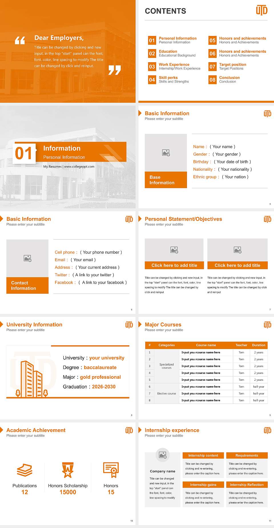 The University of Texas at Dallas Resume PPT Template4:3 ratio PPT effect preview image2