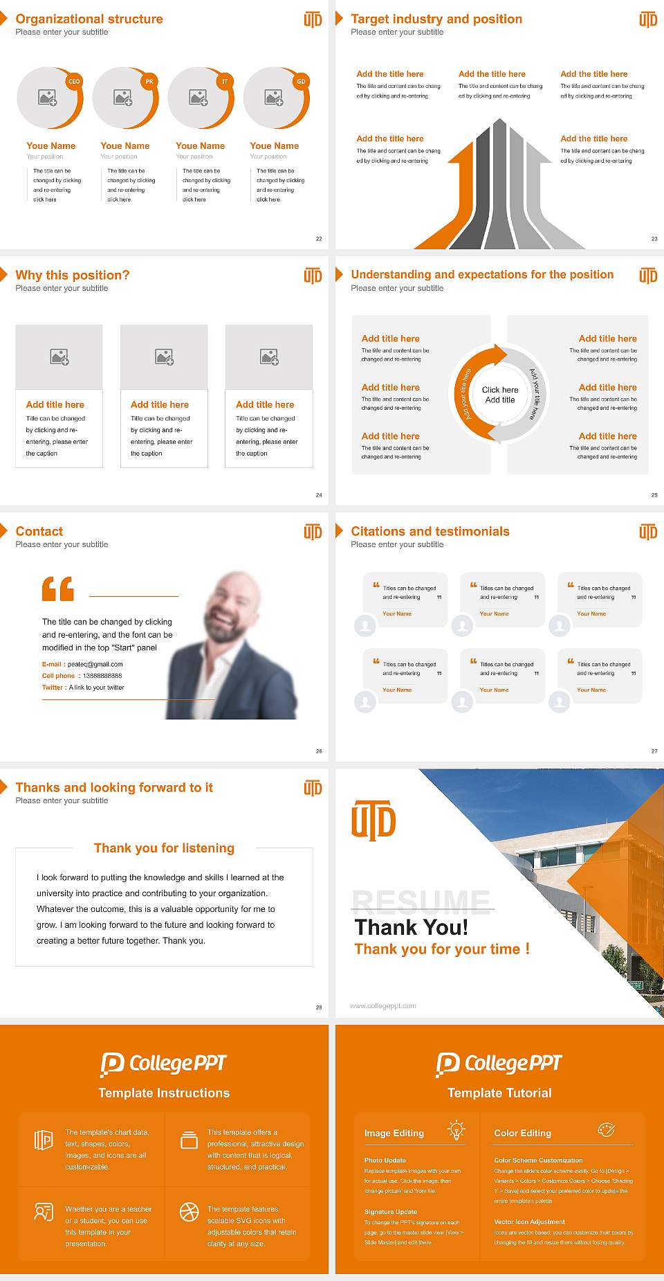 The University of Texas at Dallas Resume PPT Template4:3 ratio PPT effect preview image4