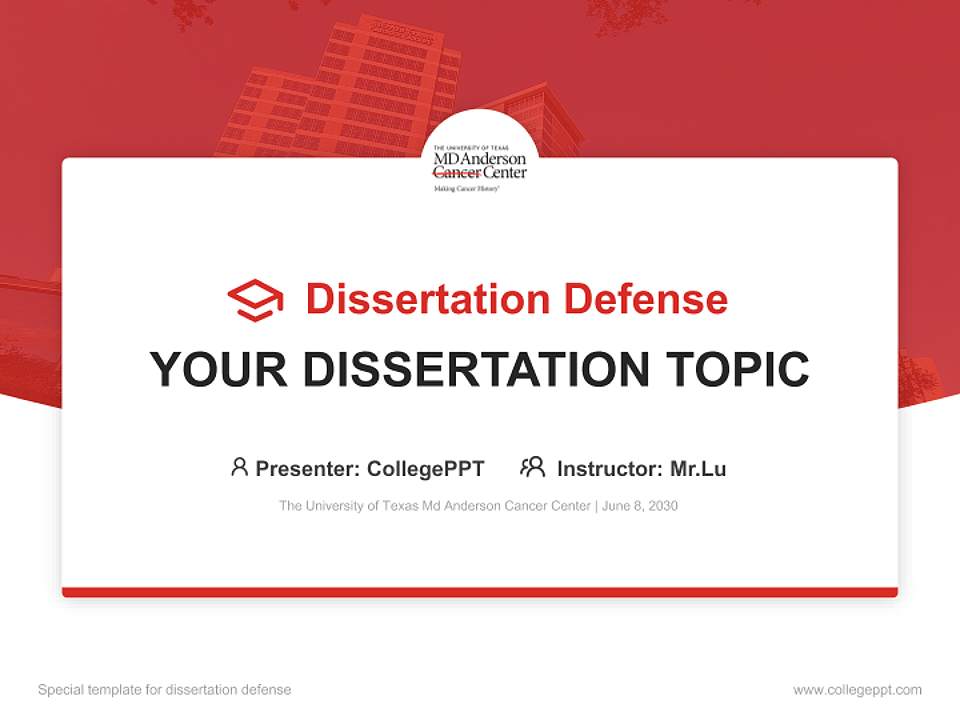 The University of Texas Md Anderson Cancer Center Graduation Thesis Defense PPT Template4:3 ratio PPT effect preview image7