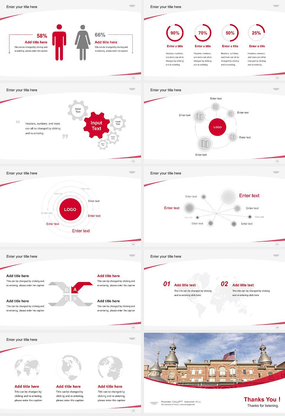 The University of Tampa Course/Courseware Creation PPT Template16:9 ratio PPT effect preview image4