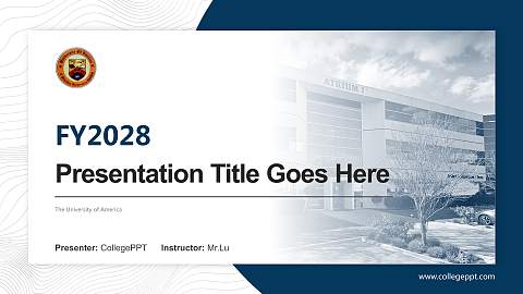 The University of America Academic Presentation/Research Findings Report PPT Template