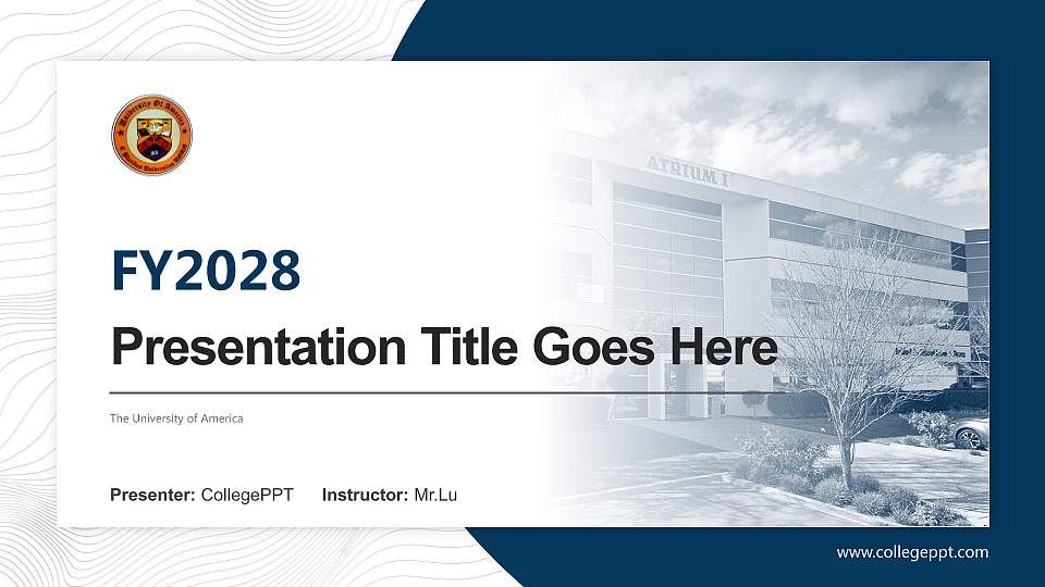 The University of America Academic Presentation/Research Findings Report PPT Template16:9 ratio PPT effect preview image