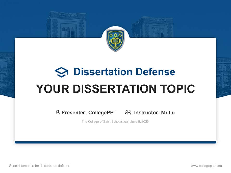 The College of Saint Scholastica Graduation Thesis Defense PPT Template4:3 ratio PPT effect preview image7