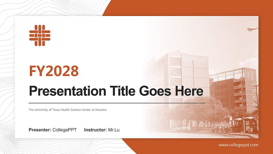 The University of Texas Health Science Center at Houston Academic Presentation/Research Findings Report PPT Template16:9 ratio PPT effect preview image