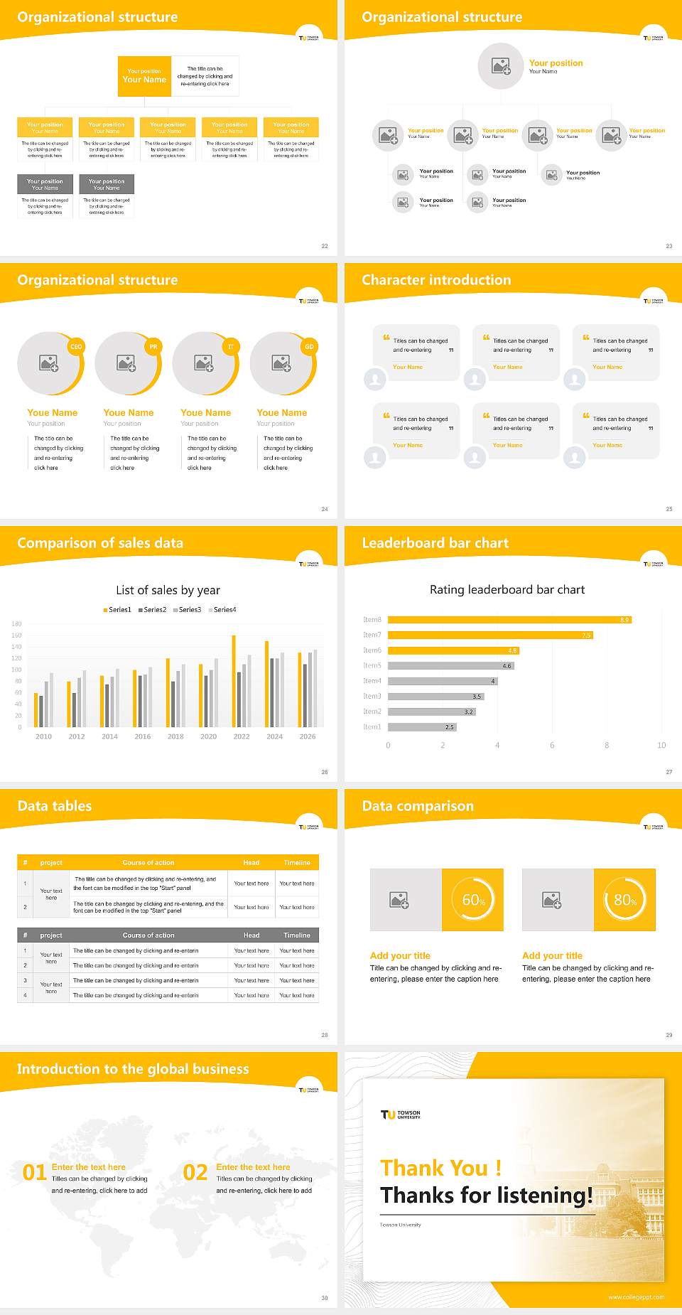 Towson University Academic Presentation/Research Findings Report PPT Template4:3 ratio PPT effect preview image4