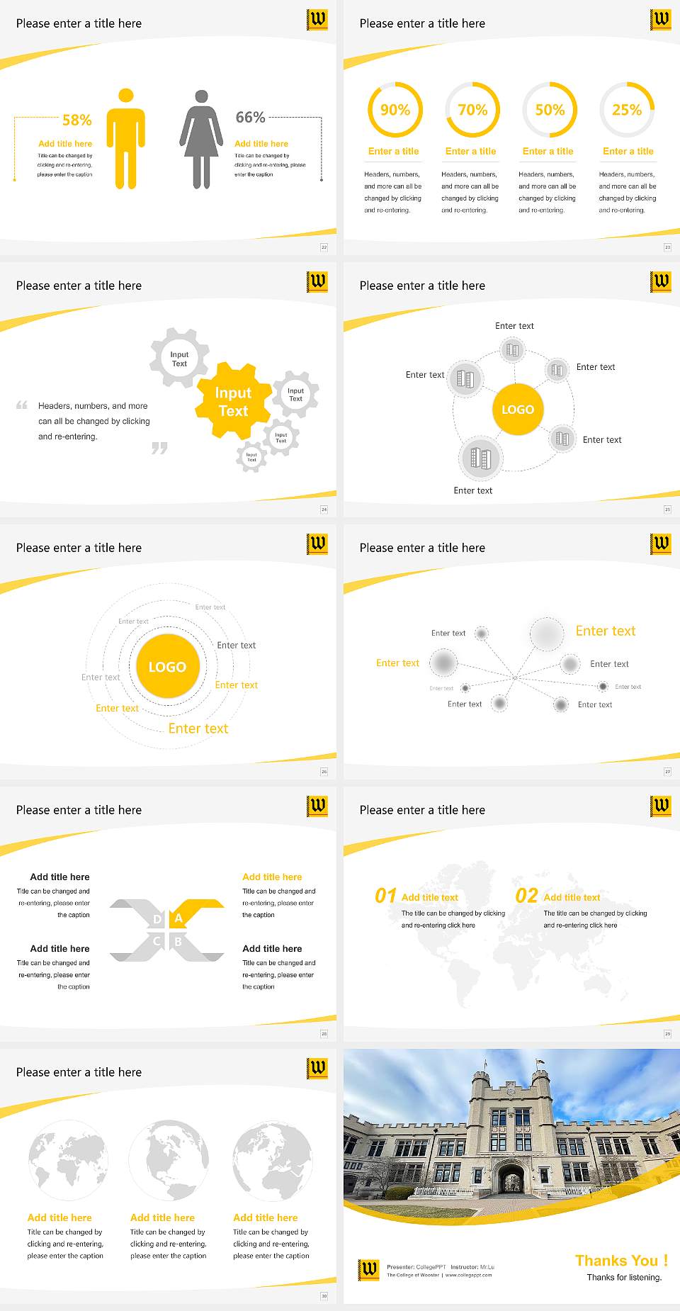 The College of Wooster Course/Courseware Creation PPT Template4:3 ratio PPT effect preview image4
