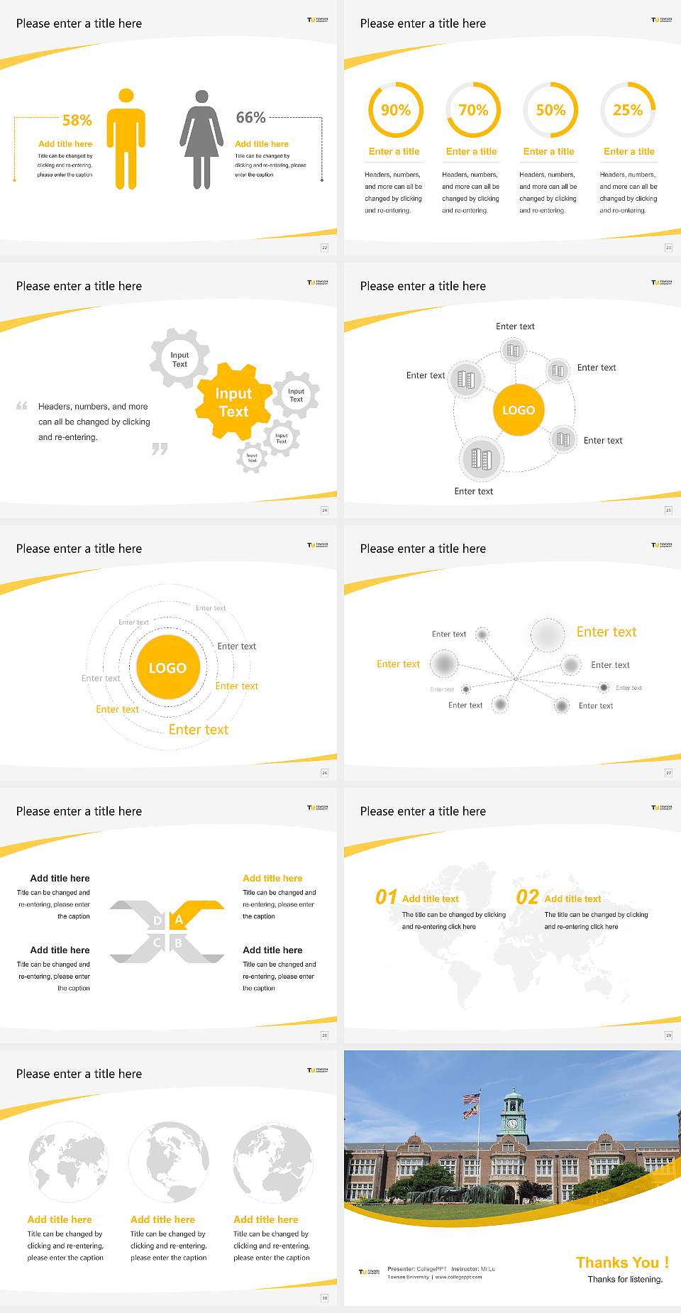 Towson University Course/Courseware Creation PPT Template4:3 ratio PPT effect preview image4
