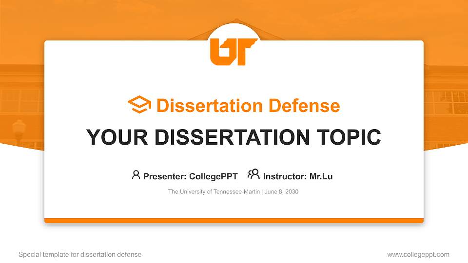 The University of Tennessee-Martin Graduation Thesis Defense PPT Template16:9 ratio PPT effect preview image