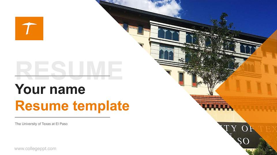The University of Texas at El Paso Resume PPT Template16:9 ratio PPT effect preview image