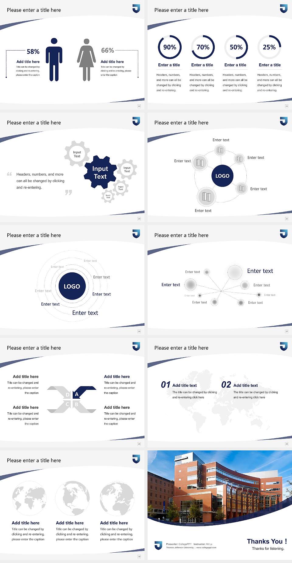 Thomas Jefferson University Course/Courseware Creation PPT Template4:3 ratio PPT effect preview image4