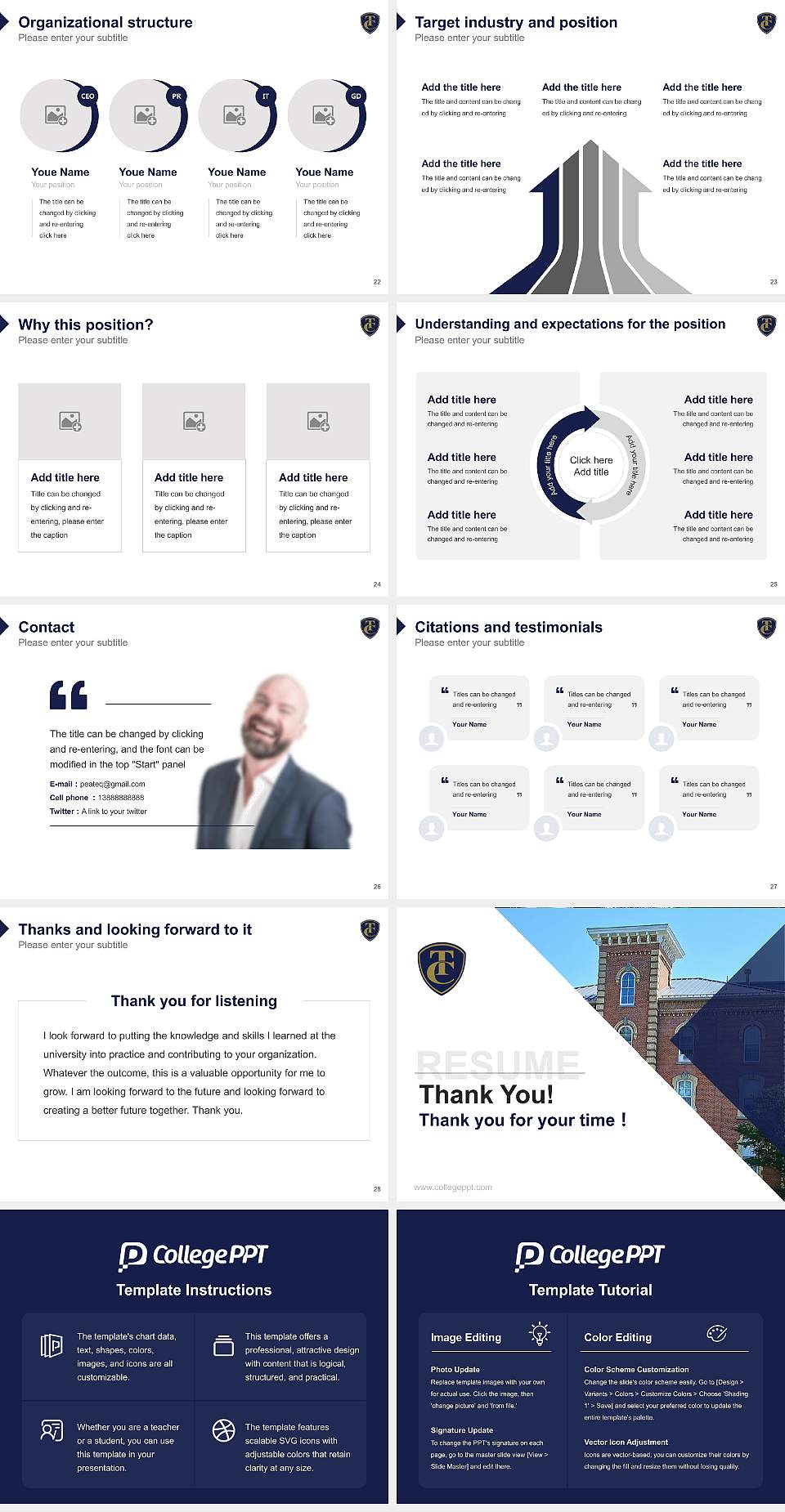 Thiel College Resume PPT Template4:3 ratio PPT effect preview image4