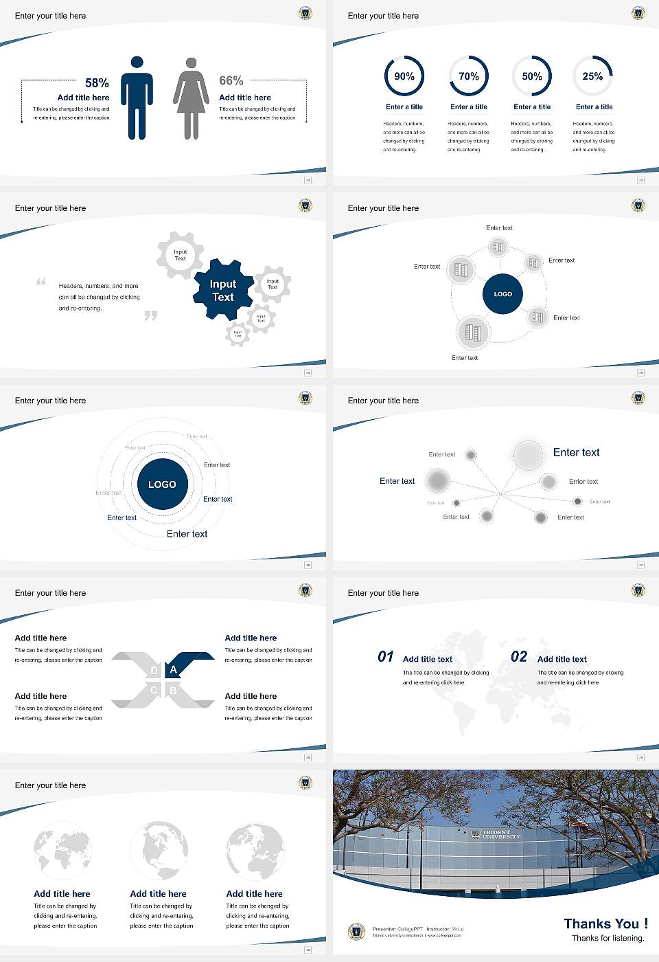 Trident University International Course/Courseware Creation PPT Template16:9 ratio PPT effect preview image4