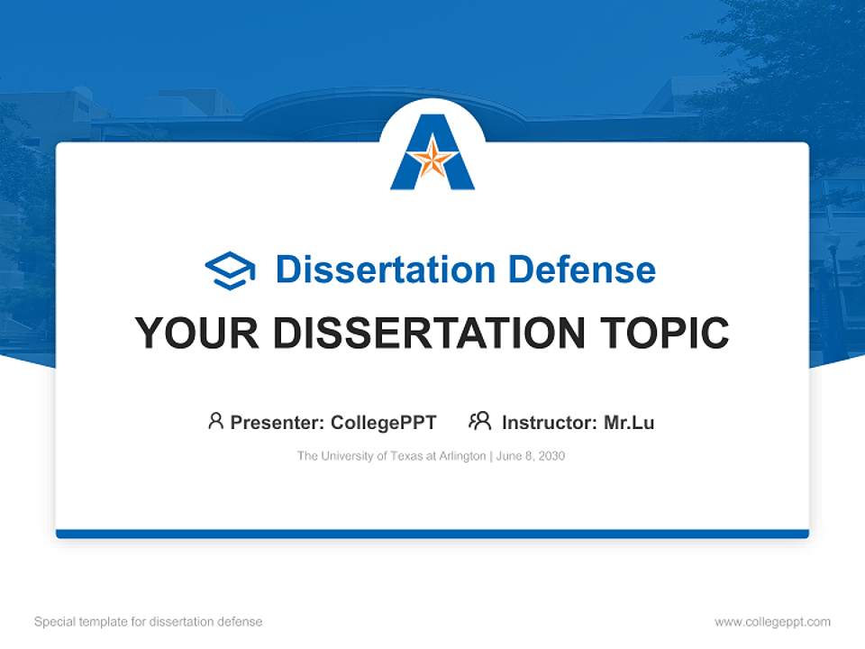 The University of Texas at Arlington Graduation Thesis Defense PPT Template4:3 ratio PPT effect preview image7