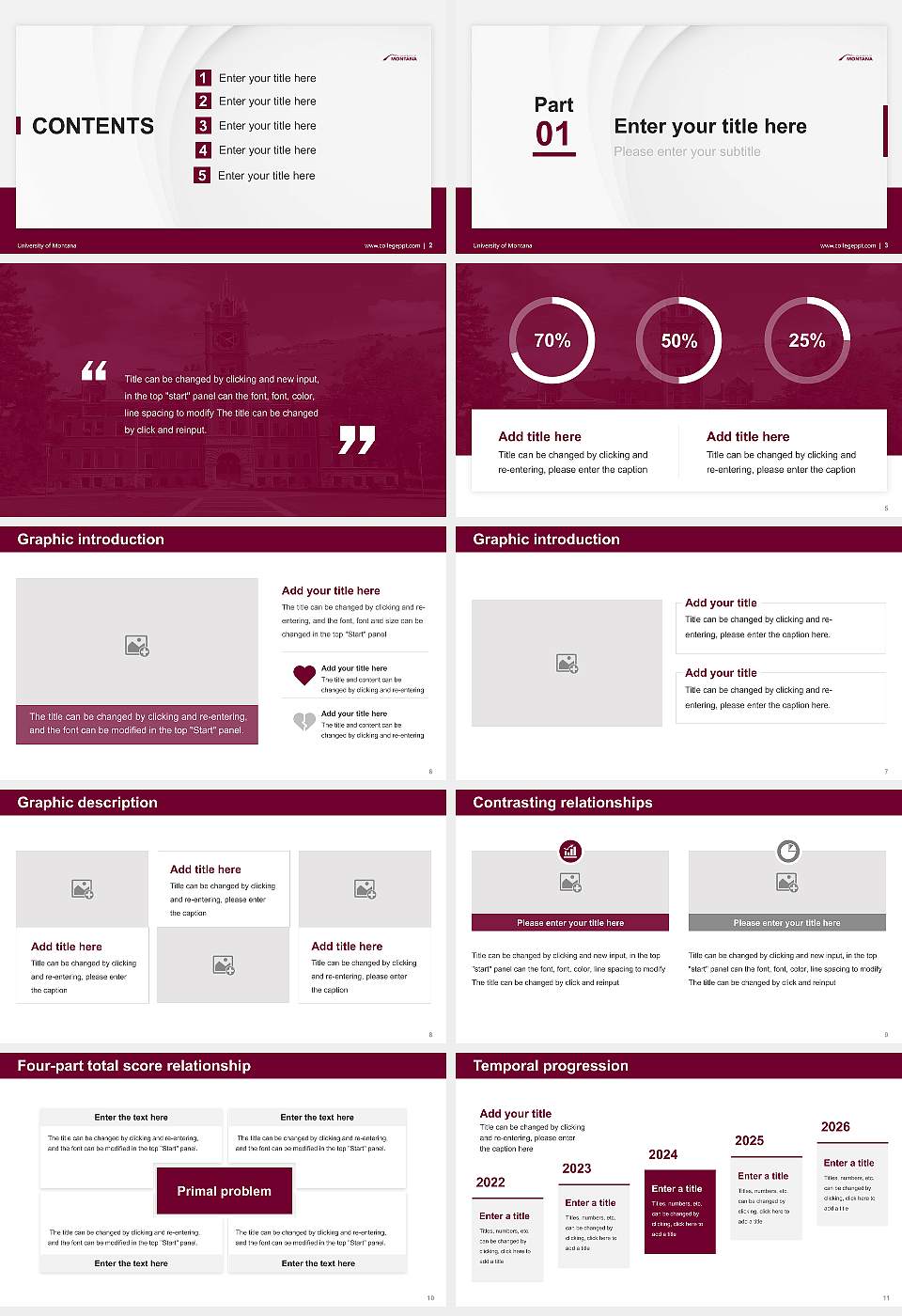 University of Montana Thesis Proposal/Graduation Defense PPT Template16:9 ratio PPT effect preview image2