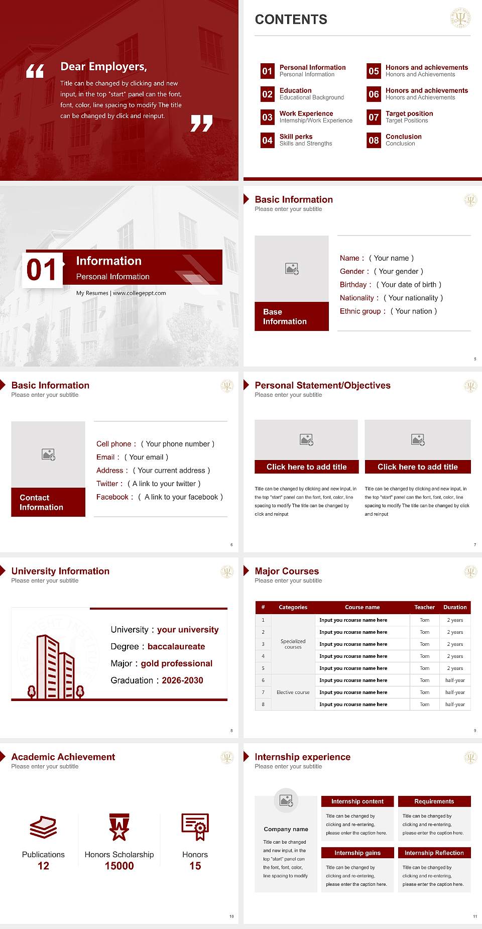 The Wright Institute Resume PPT Template4:3 ratio PPT effect preview image2