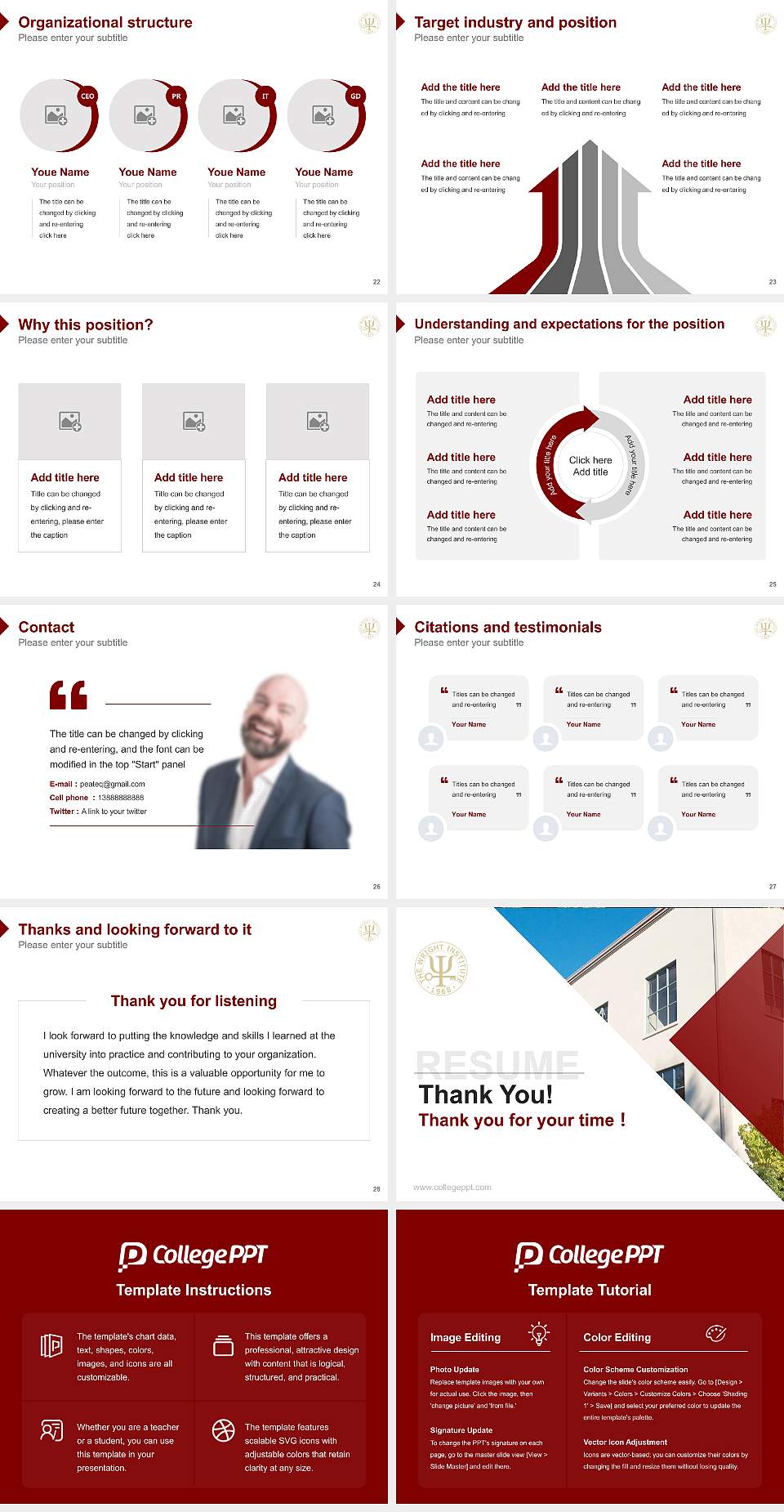 The Wright Institute Resume PPT Template4:3 ratio PPT effect preview image4