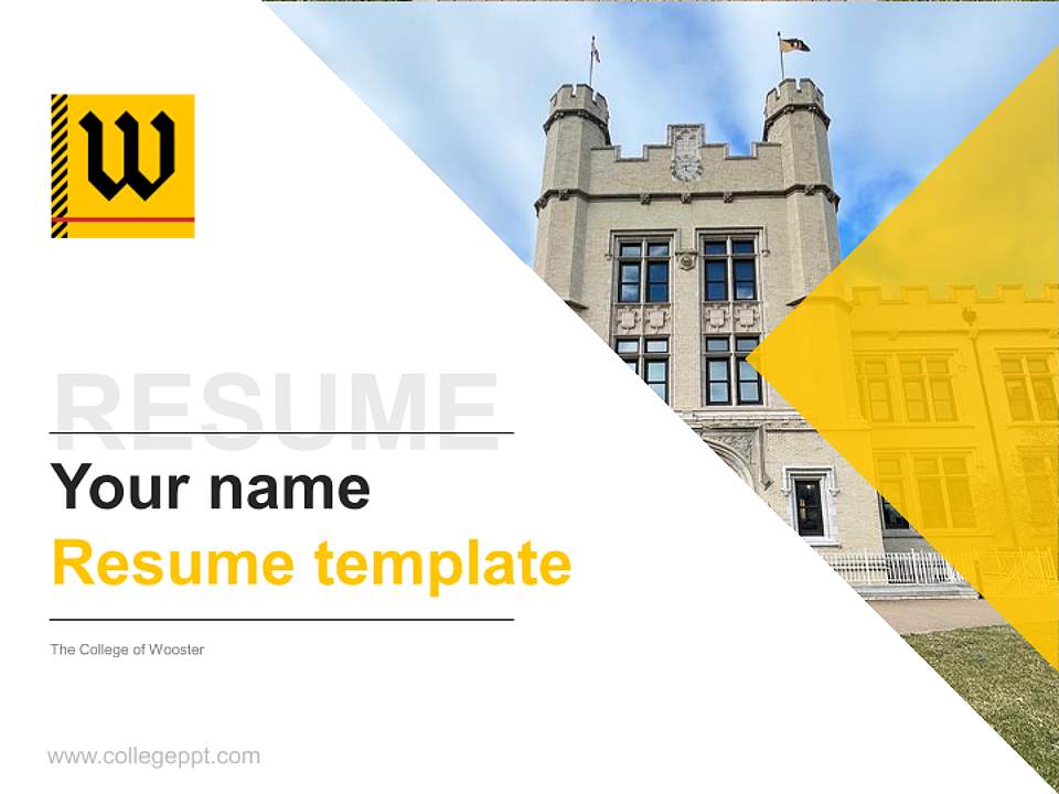The College of Wooster Resume PPT Template4:3 ratio PPT effect preview image5