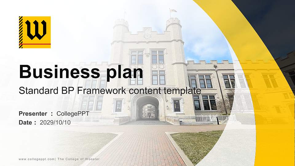 The College of Wooster Competition/Entrepreneurship Contest PPT Template16:9 ratio PPT effect preview image