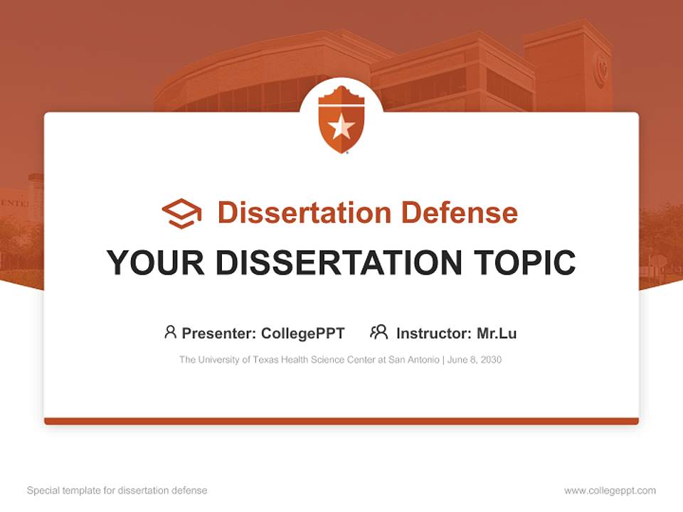 The University of Texas Health Science Center at San Antonio Graduation Thesis Defense PPT Template4:3 ratio PPT effect preview image7