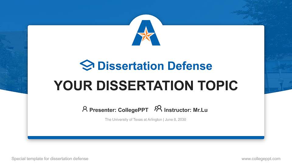 The University of Texas at Arlington Graduation Thesis Defense PPT Template16:9 ratio PPT effect preview image