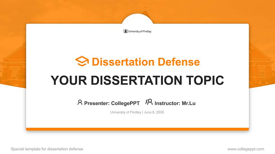 University of Findlay Graduation Thesis Defense PPT Template16:9 ratio PPT effect preview image