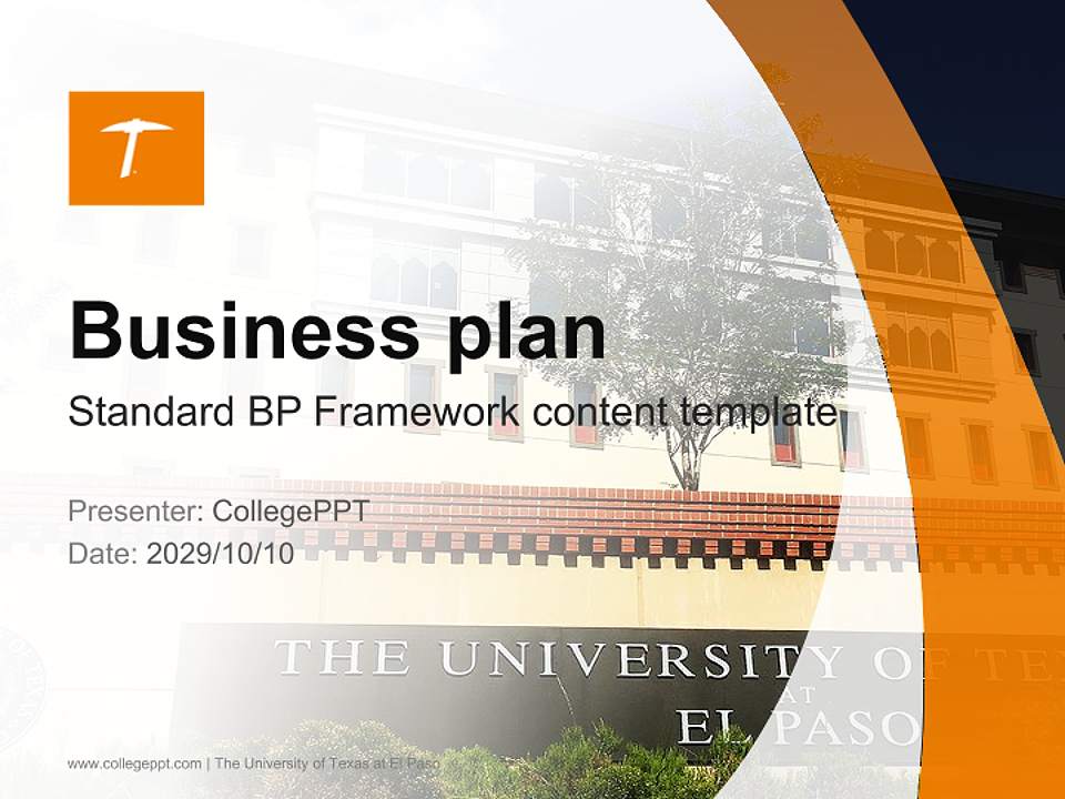 The University of Texas at El Paso Competition/Entrepreneurship Contest PPT Template4:3 ratio PPT effect preview image9