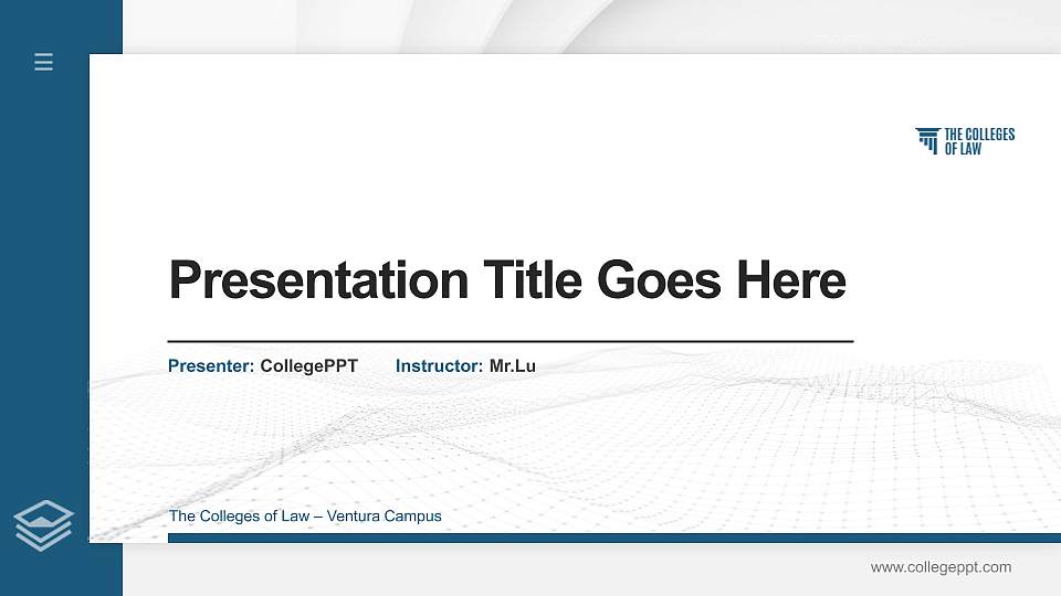 The Colleges of Law – Ventura Campus Thesis Proposal/Graduation Defense PPT Template16:9 ratio PPT effect preview image