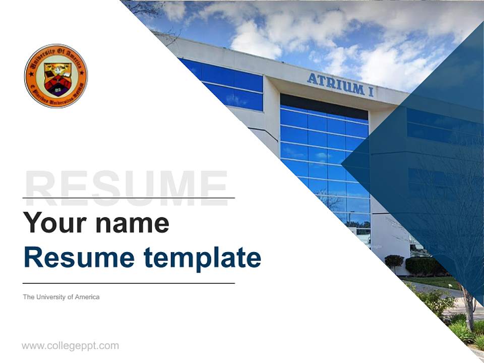 The University of America Resume PPT Template4:3 ratio PPT effect preview image5