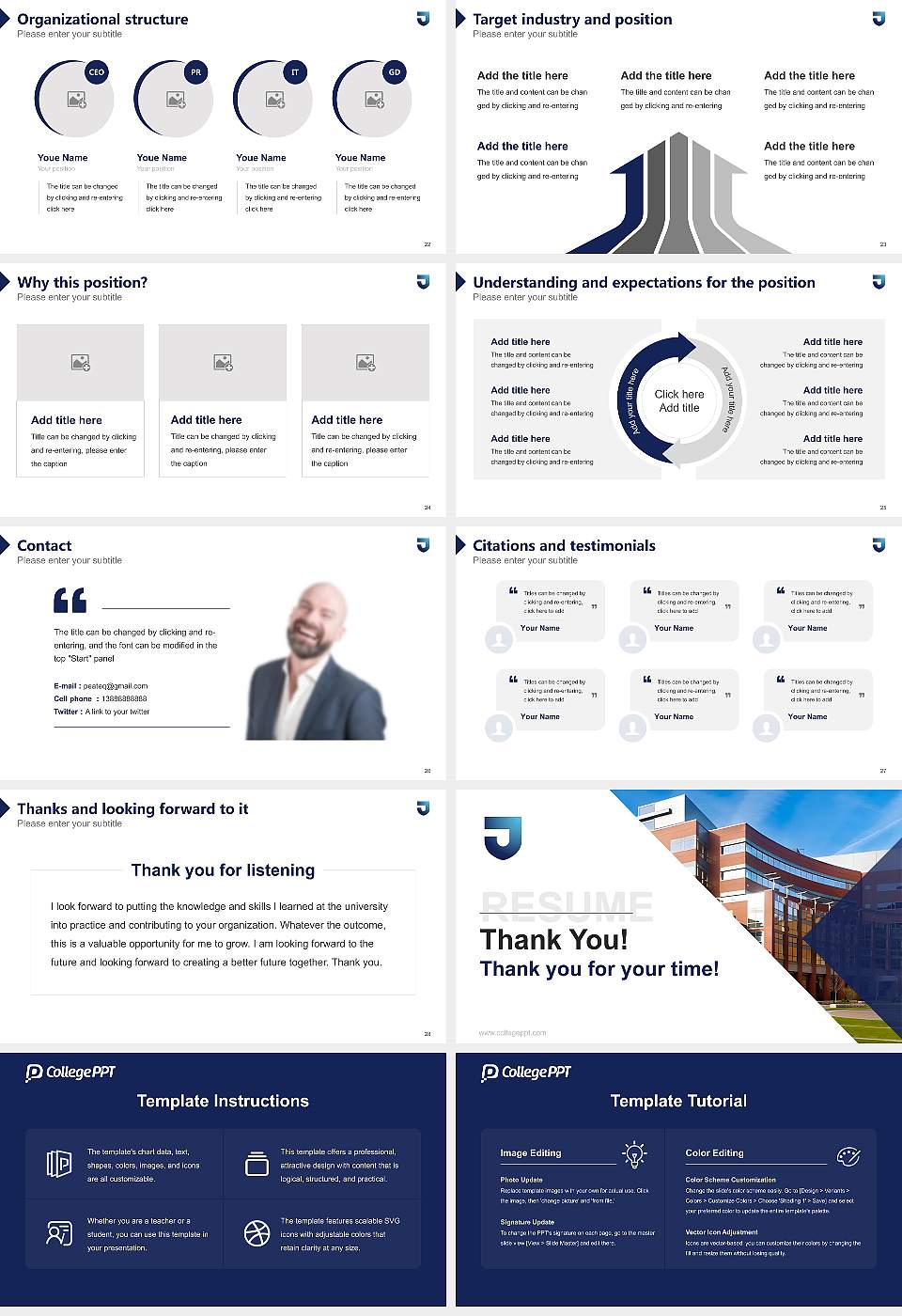 Thomas Jefferson University Resume PPT Template16:9 ratio PPT effect preview image4