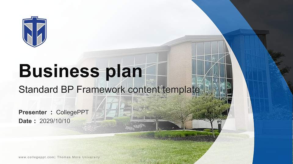 Thomas More University Competition/Entrepreneurship Contest PPT Template16:9 ratio PPT effect preview image