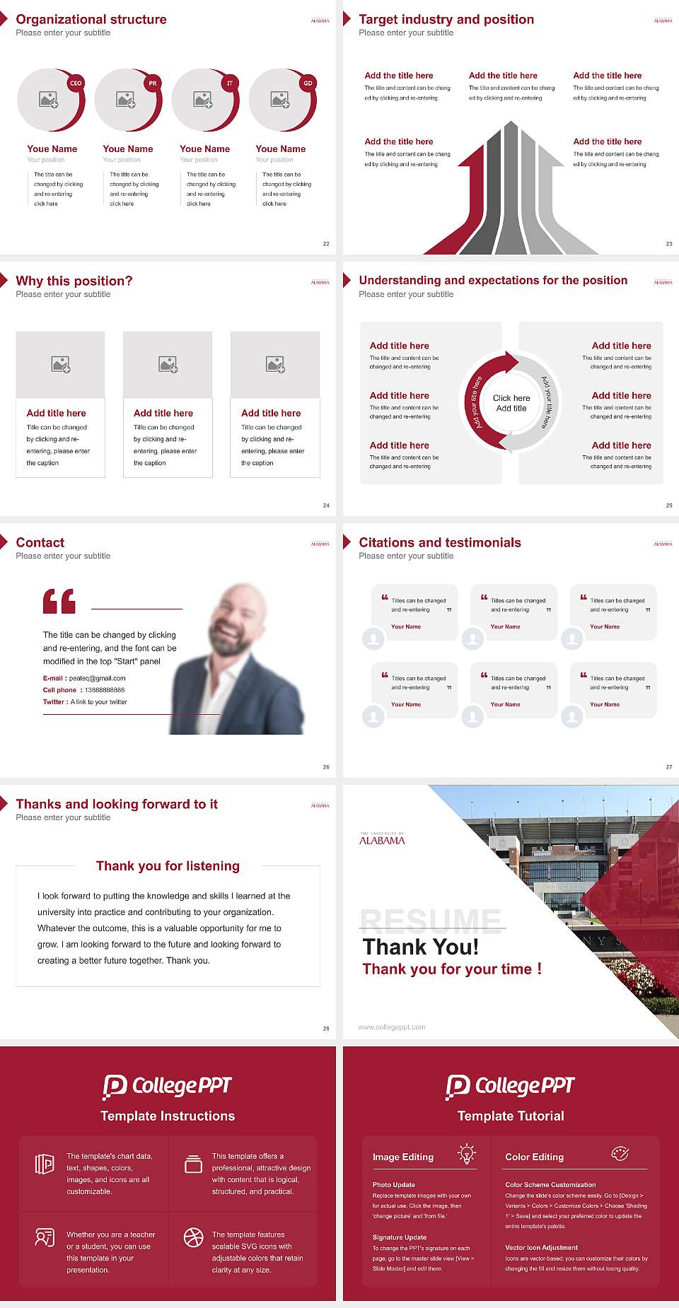 The University of Alabama Resume PPT Template4:3 ratio PPT effect preview image4
