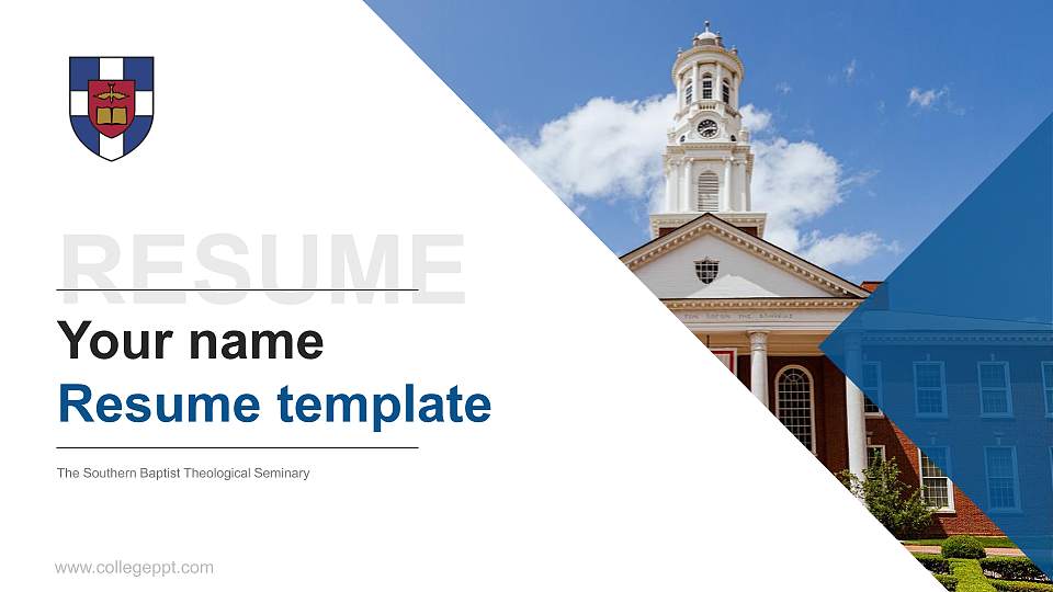 The Southern Baptist Theological Seminary Resume PPT Template16:9 ratio PPT effect preview image